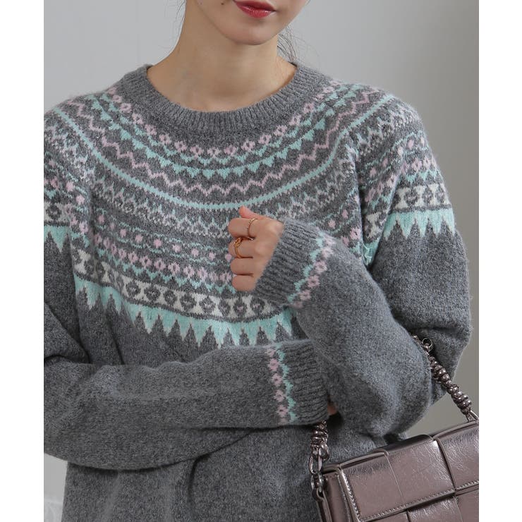 カラフルカラー ノルディック柄 ニット | Pumpkin  Port | 詳細画像4 