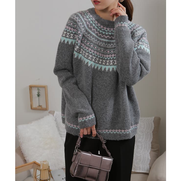 カラフルカラー ノルディック柄 ニット | Pumpkin  Port | 詳細画像5 