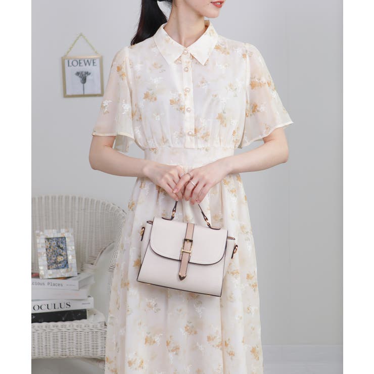 シアー花柄 フレア袖 ロングワンピース | Pumpkin  Port | 詳細画像15 