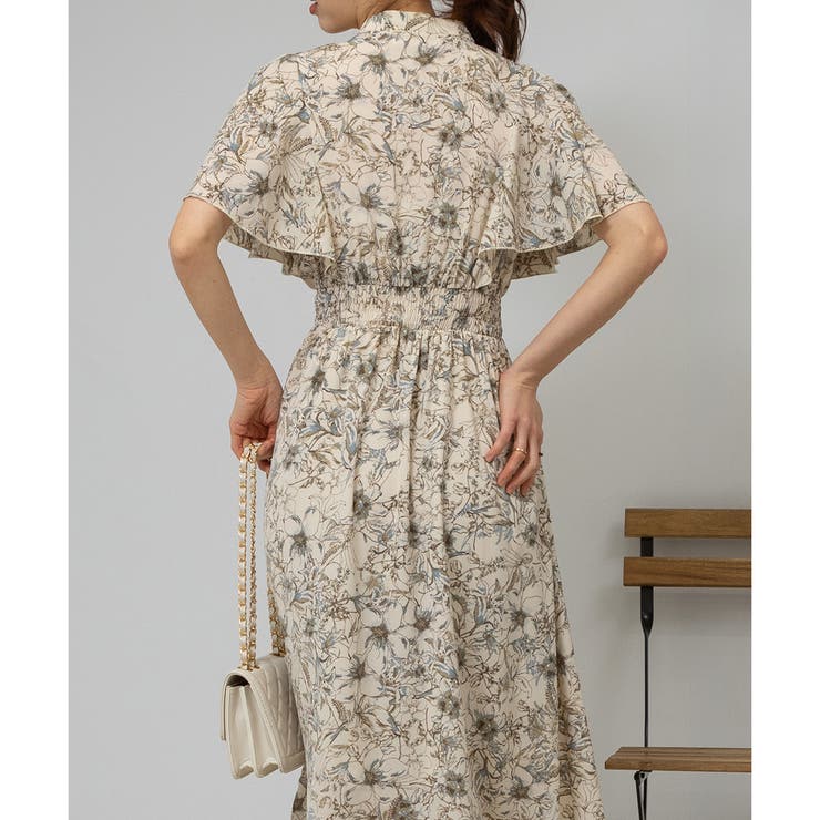 ★ChicLine★ ハデン袖ボタンフレアワンピース ボートネック パールボタンカフス付 フレア ワンピース S〜XXL