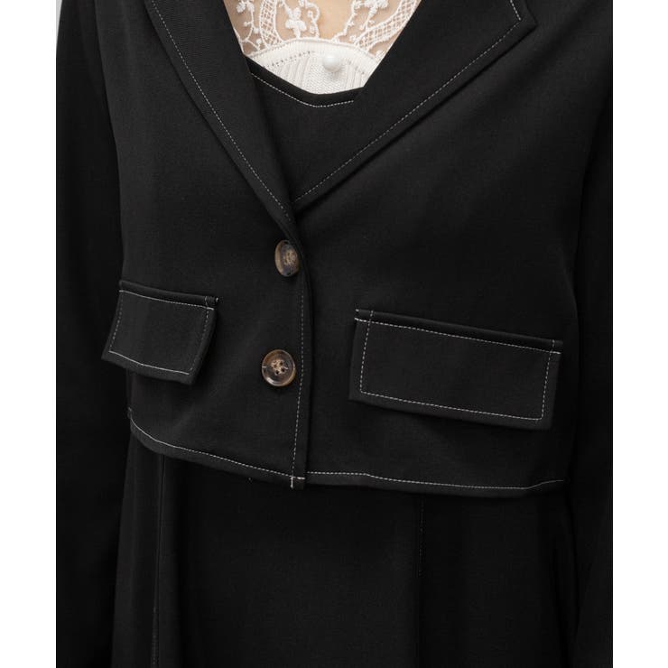 2点セット ショートジャケット+キャミワンピース セットアップ[品番