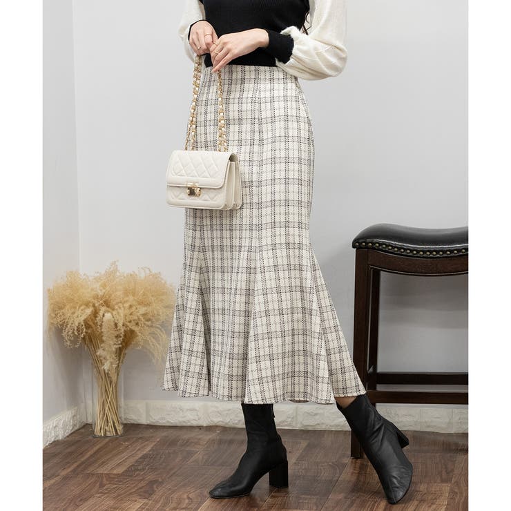 大人めツィードチェック マーメイドロングスカート | Pumpkin  Port | 詳細画像6 