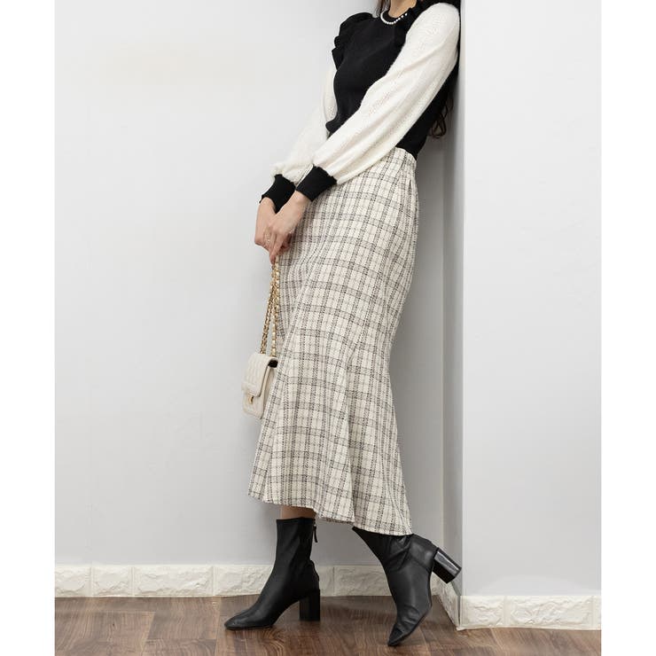 大人めツィードチェック マーメイドロングスカート | Pumpkin  Port | 詳細画像7 