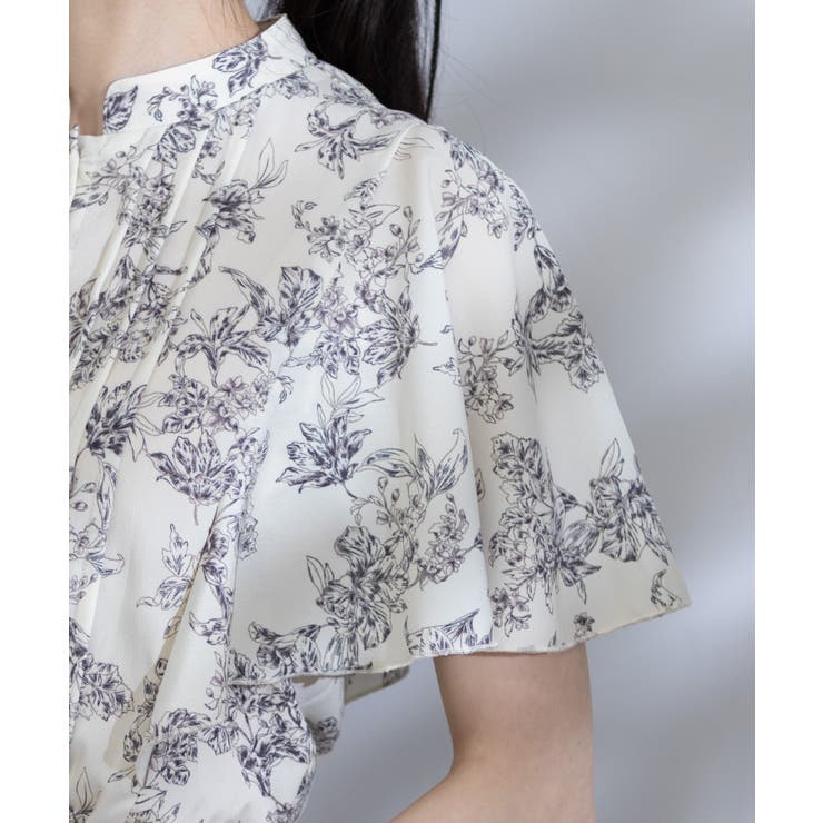 パールボタン ピンタック フレア袖 クロップド ブラウス | Pumpkin  Port | 詳細画像42 