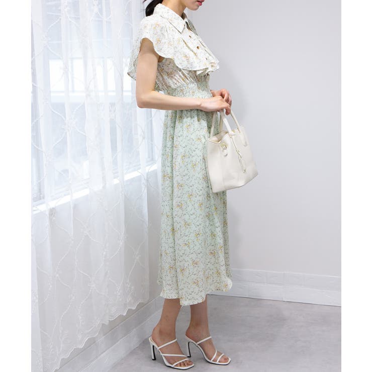 CHICWISH★花柄シャーリングラッフルワンピース☆ 楽天市場】花柄 総レース ラッフルフリル シャーリング ロング