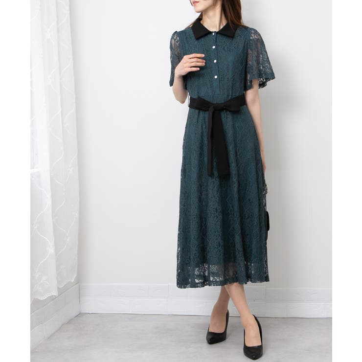 ワンピース 半袖 ドレス リボン柄 共ベルト きれいめ モノトーン 楽天市場】【セール 50%OFF】モノトーンチェックフリルドレス