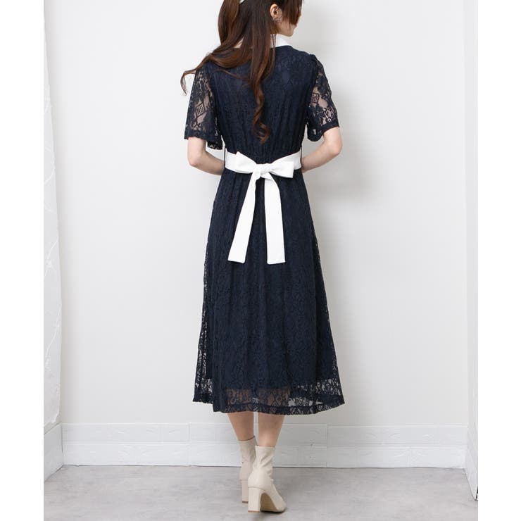 レース地 リボンベルト付 半袖 ワンピース | Pumpkin  Port | 詳細画像28 