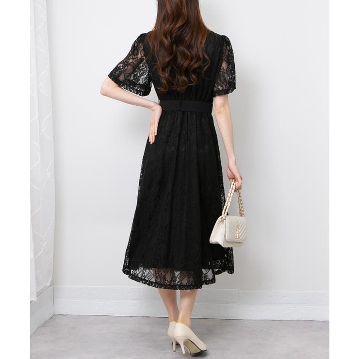 レース地 リボンベルト付 半袖 ワンピース | Pumpkin  Port | 詳細画像7 