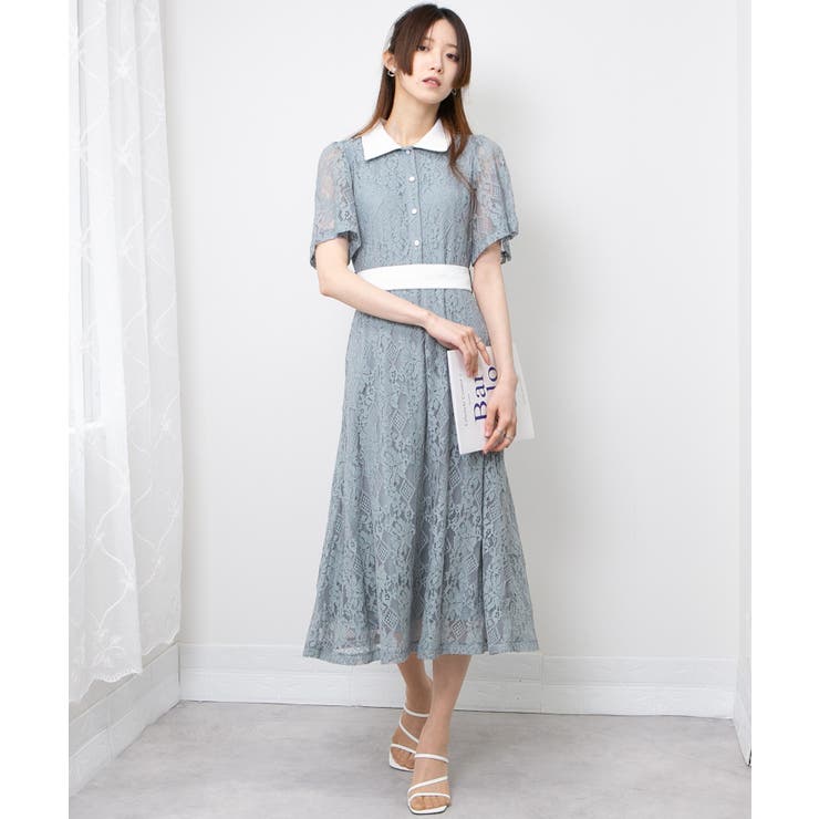 レース地 リボンベルト付 半袖 ワンピース | Pumpkin  Port | 詳細画像8 