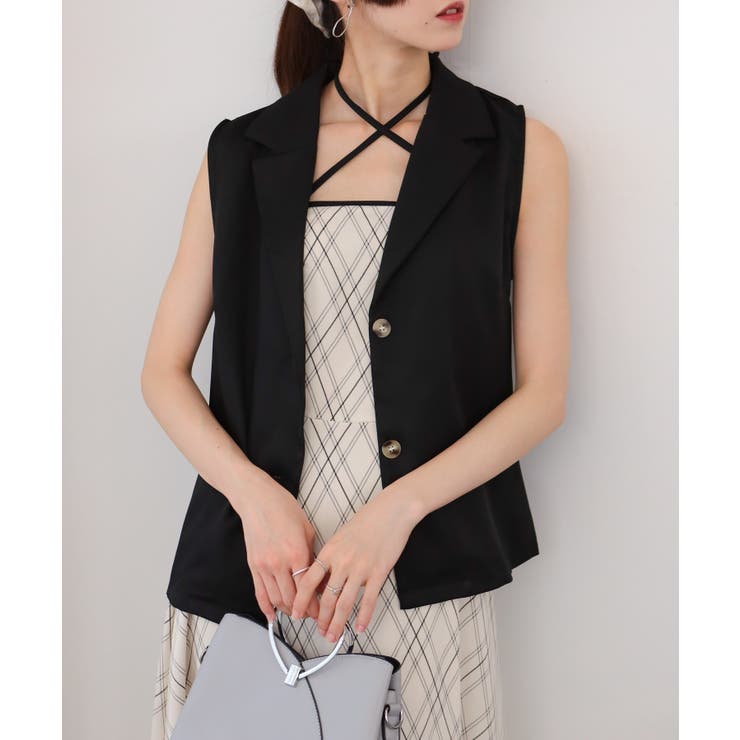 2点セット ロングベスト+バイアス柄チェック キャミワンピース | Pumpkin  Port | 詳細画像6 