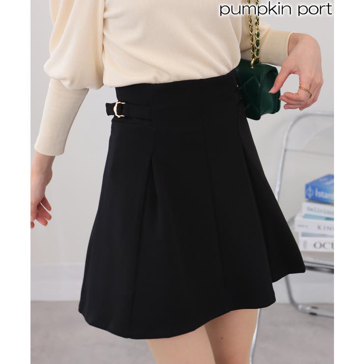 サイドベルト ハイウエスト タック入り ミニスカート[品番
