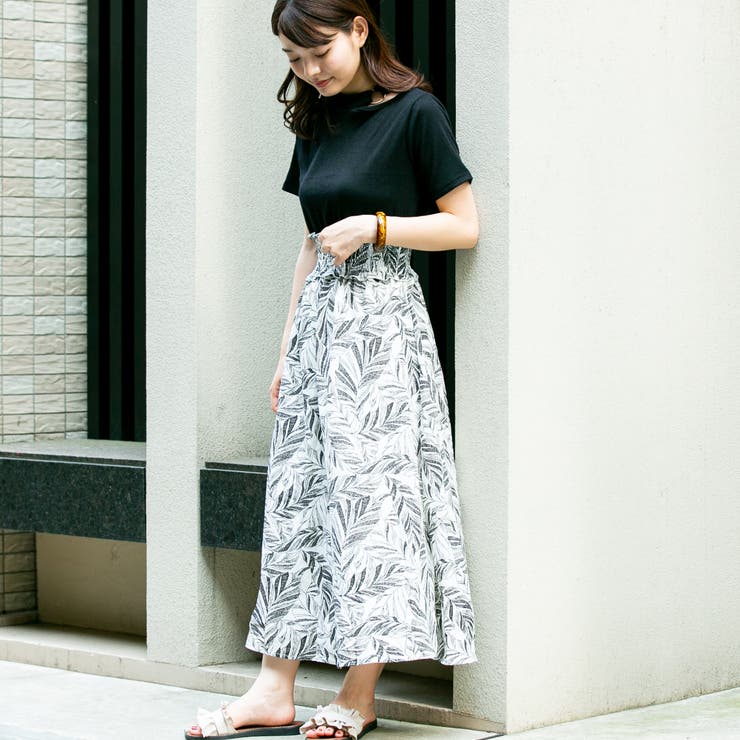 リブシルバーリングワンショルダー風リーフ柄ドッキングワンピース 品番 Ppnw Pumpkin Port パンプキンポート のレディースファッション通販 Shoplist ショップリスト