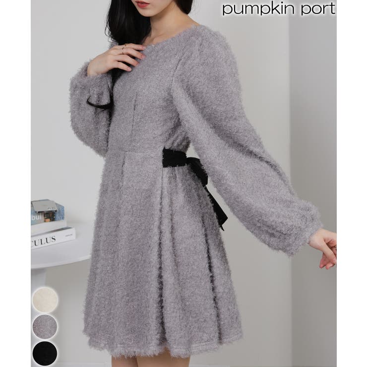 2WAY ウエストリボン プードル ミニワンピース | Pumpkin  Port | 詳細画像1 