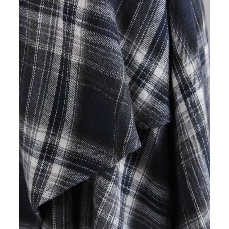 イレギュラーシルエット ネル チェック柄ロングスカート | Pumpkin  Port | 詳細画像34 