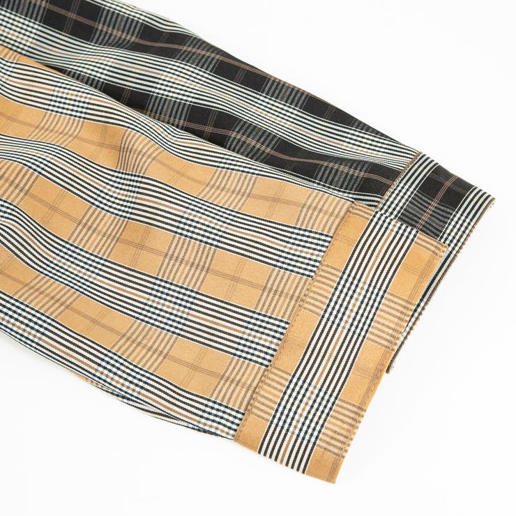 チェックプチハイネック ドッキングオフショルダー前結び長袖ブラウス | Pumpkin  Port | 詳細画像10 