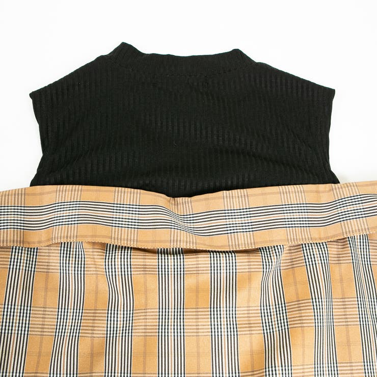 チェックプチハイネック ドッキングオフショルダー前結び長袖ブラウス | Pumpkin  Port | 詳細画像13 