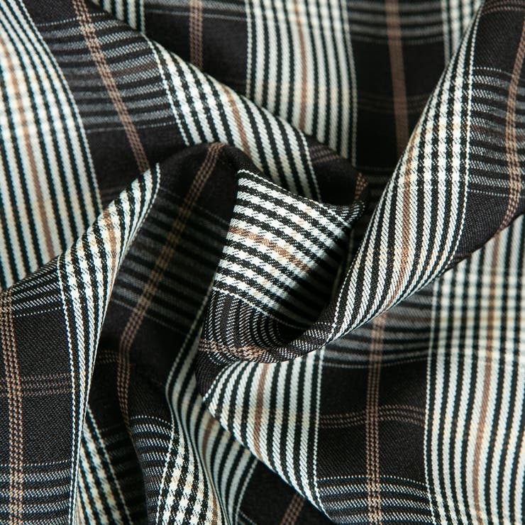 チェックプチハイネック ドッキングオフショルダー前結び長袖ブラウス | Pumpkin  Port | 詳細画像17 