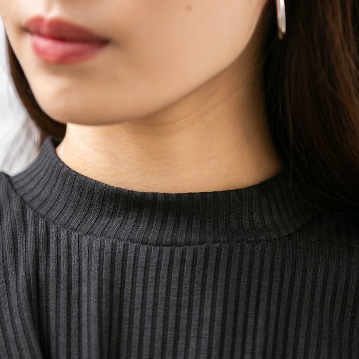 チェックプチハイネック ドッキングオフショルダー前結び長袖ブラウス | Pumpkin  Port | 詳細画像4 