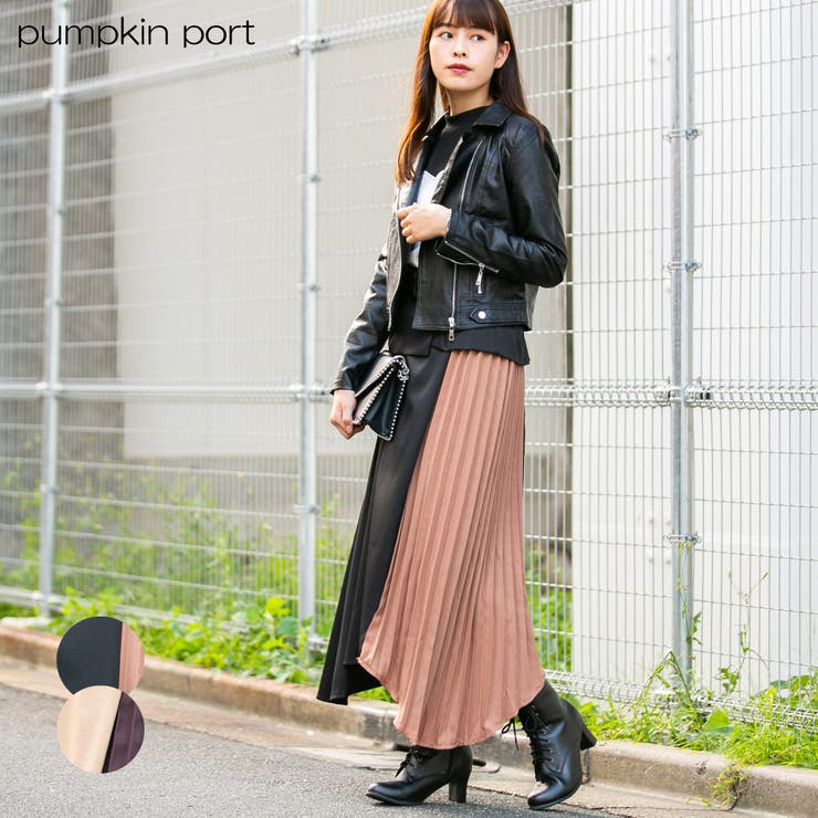 ツイル+サイド中肉ジョーゼットプリーツトレンチ風イレギュラーヘム  