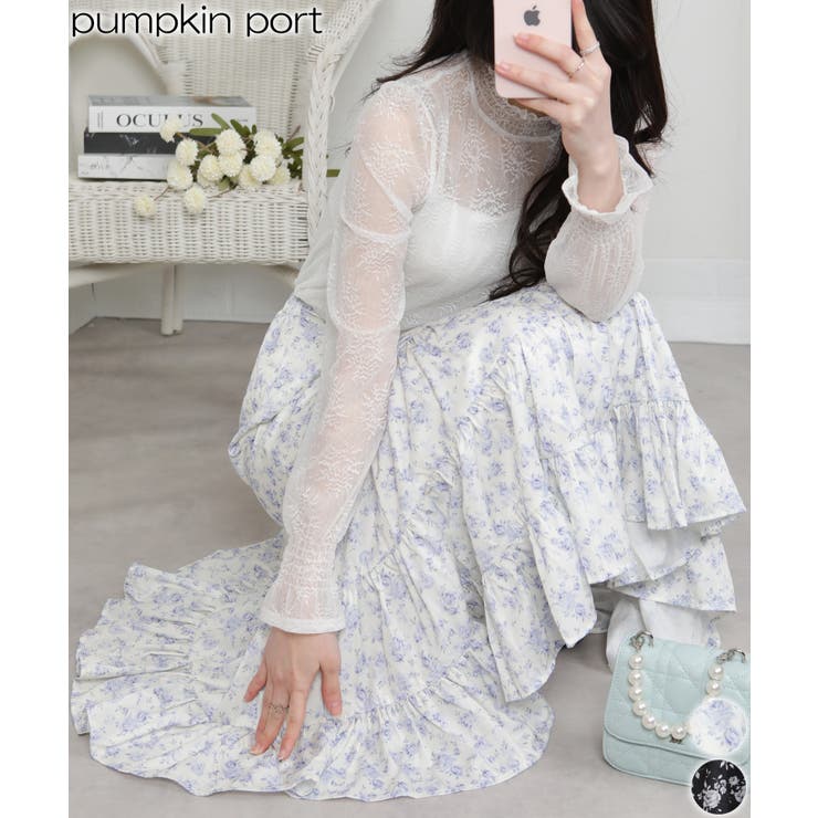 小花柄 ティアードロングスカート | Pumpkin  Port | 詳細画像1 