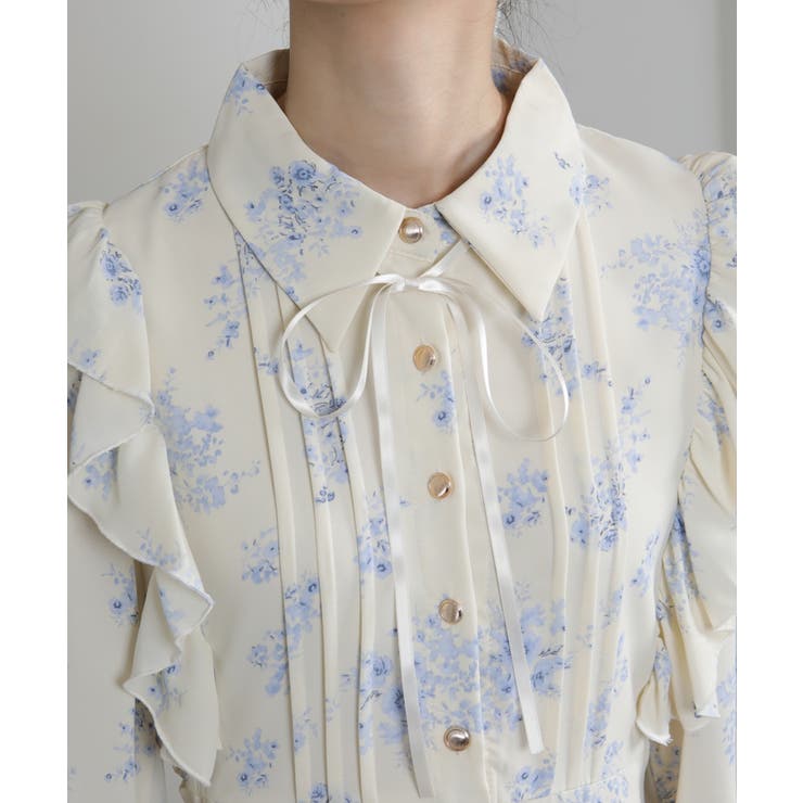 フリルデザイン リボン付き ティアード切替ロングワンピース | Pumpkin  Port | 詳細画像18 