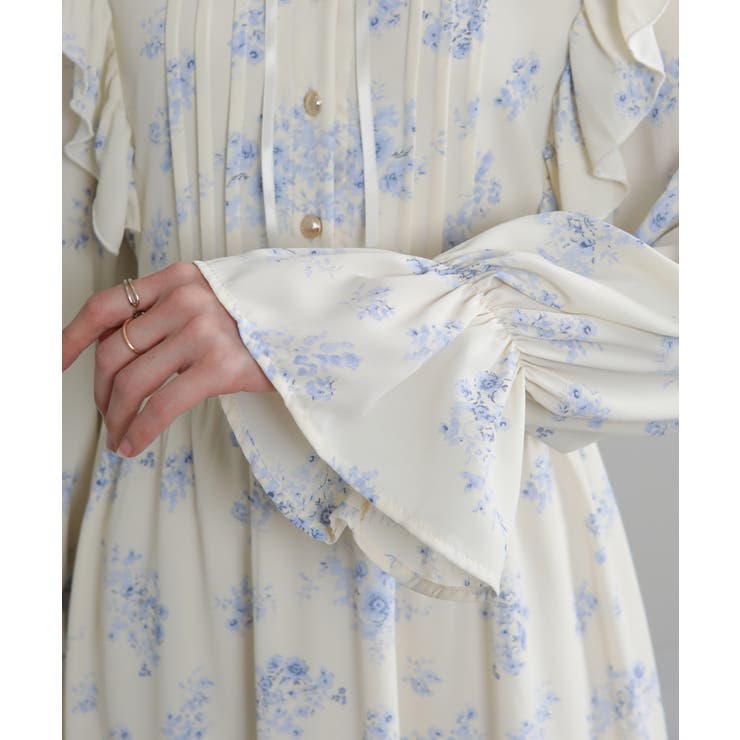 フリルデザイン リボン付き ティアード切替ロングワンピース | Pumpkin  Port | 詳細画像19 