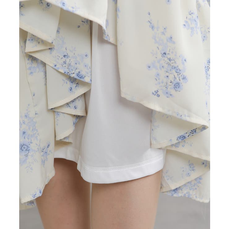 フリルデザイン リボン付き ティアード切替ロングワンピース | Pumpkin  Port | 詳細画像22 