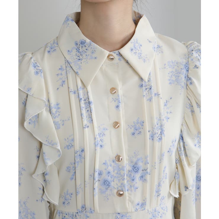 フリルデザイン リボン付き ティアード切替ロングワンピース | Pumpkin  Port | 詳細画像23 