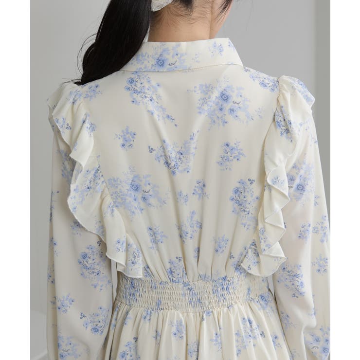 フリルデザイン リボン付き ティアード切替ロングワンピース | Pumpkin  Port | 詳細画像24 