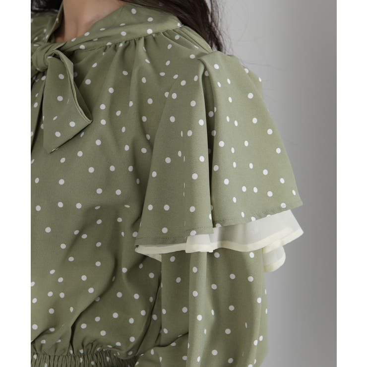 ドット柄 リボンタイ 2枚フリル 長袖ブラウス | Pumpkin  Port | 詳細画像26 