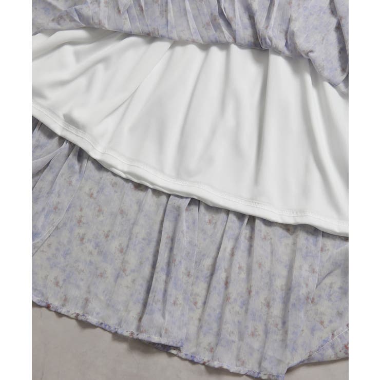 水彩柄 フリルデザイン 消しプリーツ ワンピース | Pumpkin  Port | 詳細画像23 