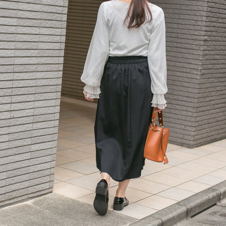 無地ツイル ラップ風ロングスカート | Pumpkin  Port | 詳細画像3 