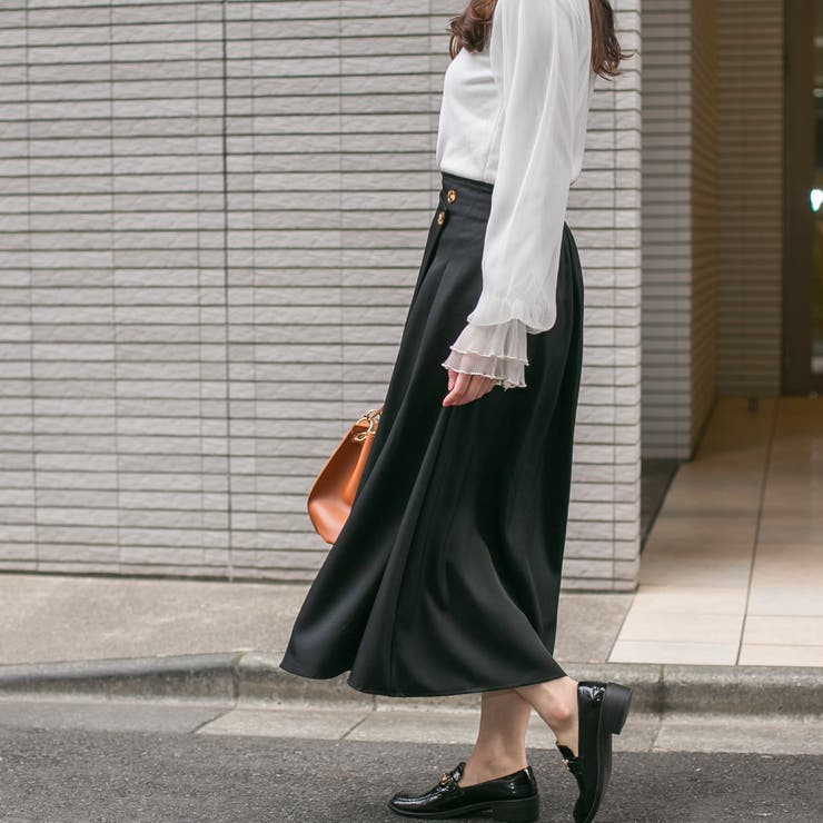 無地ツイル ラップ風ロングスカート | Pumpkin  Port | 詳細画像4 