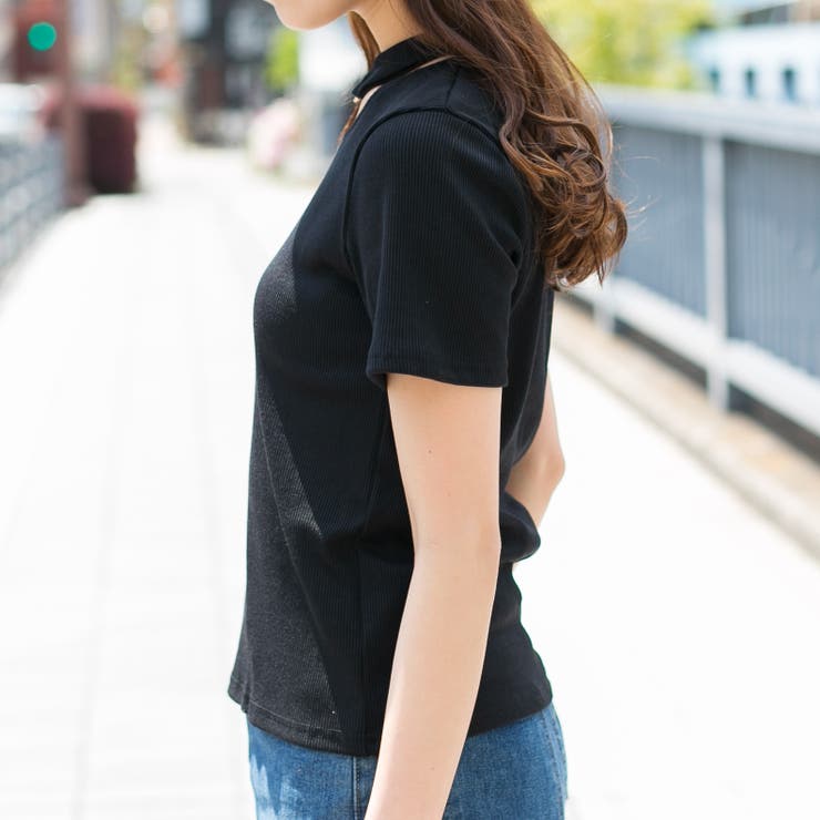 リブ チョーカー風 半袖Tシャツ | Pumpkin  Port | 詳細画像11 