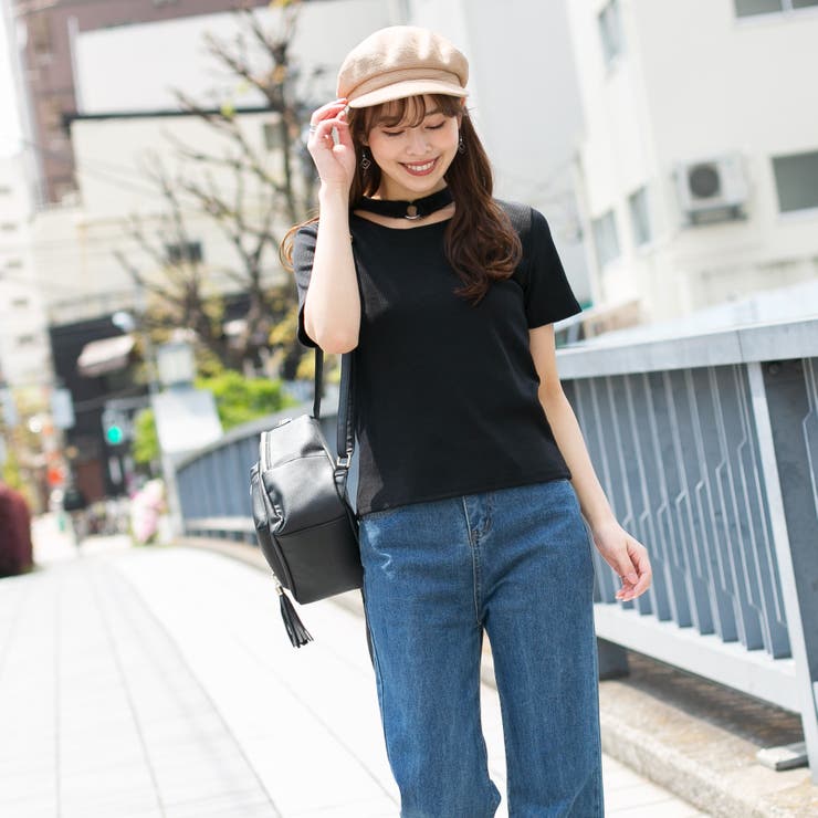 リブ チョーカー風 半袖Tシャツ | Pumpkin  Port | 詳細画像3 