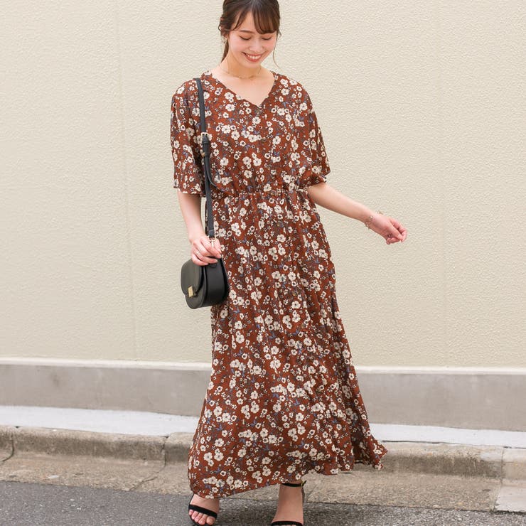 花柄 フレアー袖 ガウン 前開き マキシワンピース 品番 Ppnw Pumpkin Port パンプキンポート のレディースファッション通販 Shoplist ショップリスト