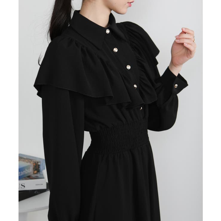 ボリュームフリル ゴールドボタン ハイウエスト ワンピース | Pumpkin  Port | 詳細画像11 