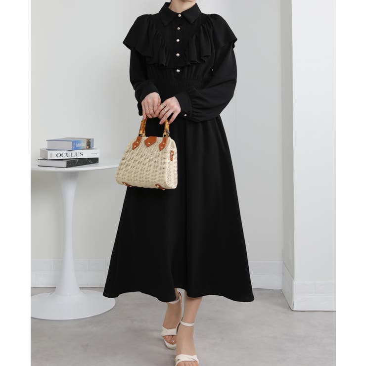 ボリュームフリル ゴールドボタン ハイウエスト ワンピース | Pumpkin  Port | 詳細画像14 