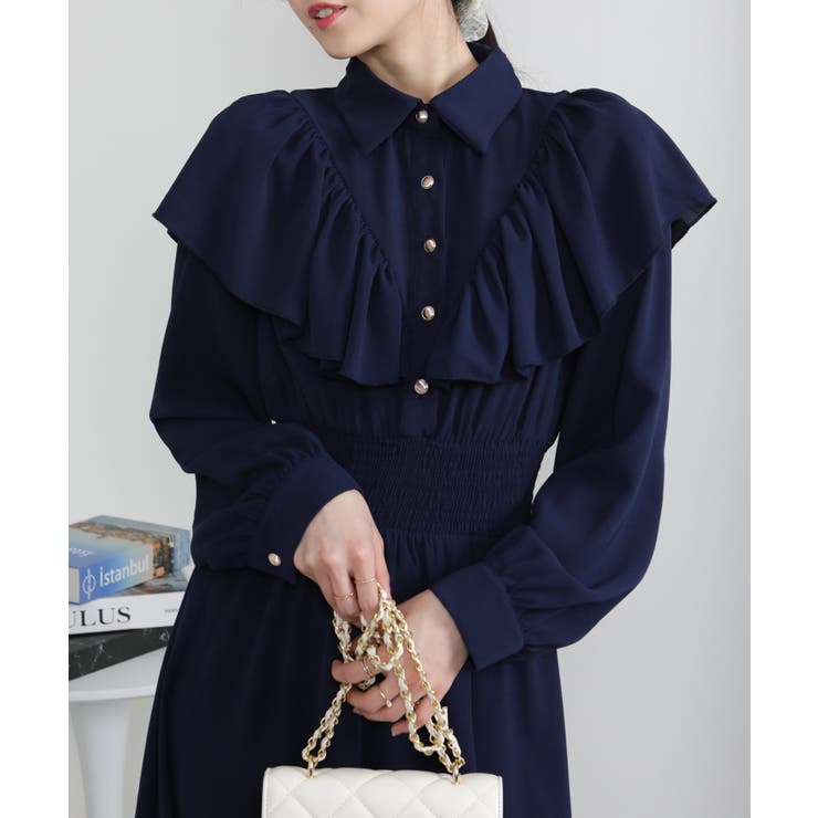 ボリュームフリル ゴールドボタン ハイウエスト ワンピース | Pumpkin  Port | 詳細画像20 