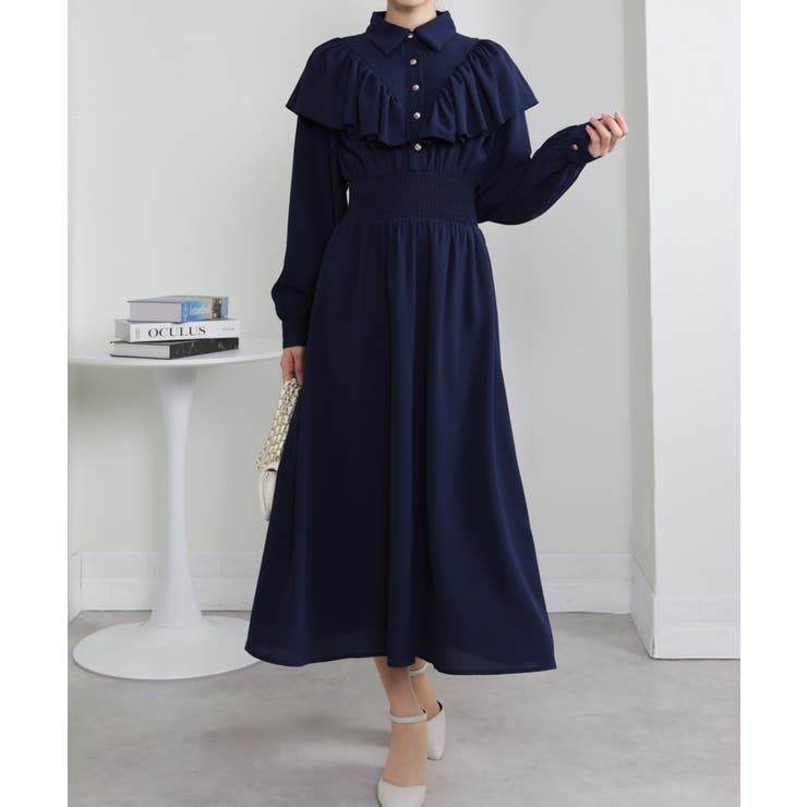 ボリュームフリル ゴールドボタン ハイウエスト ワンピース | Pumpkin  Port | 詳細画像21 