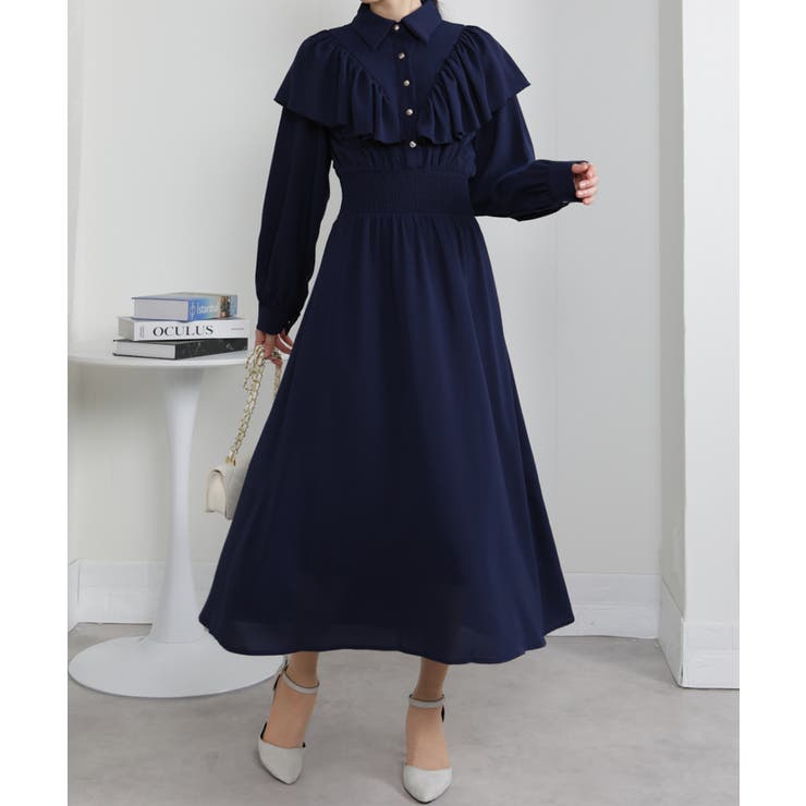 ボリュームフリル ゴールドボタン ハイウエスト ワンピース | Pumpkin  Port | 詳細画像25 