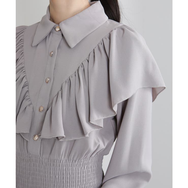 ボリュームフリル ゴールドボタン ハイウエスト ワンピース | Pumpkin  Port | 詳細画像30 