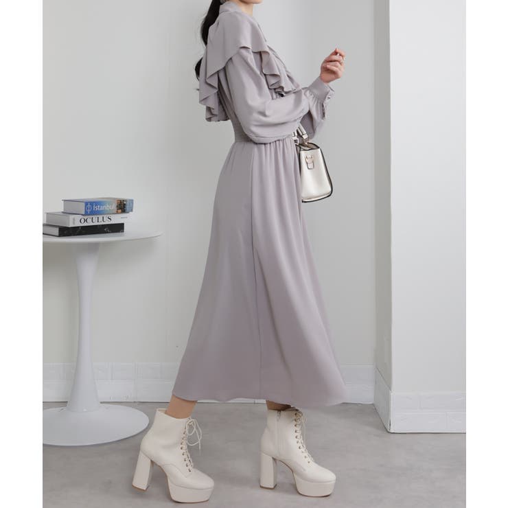 ボリュームフリル ゴールドボタン ハイウエスト ワンピース | Pumpkin  Port | 詳細画像6 