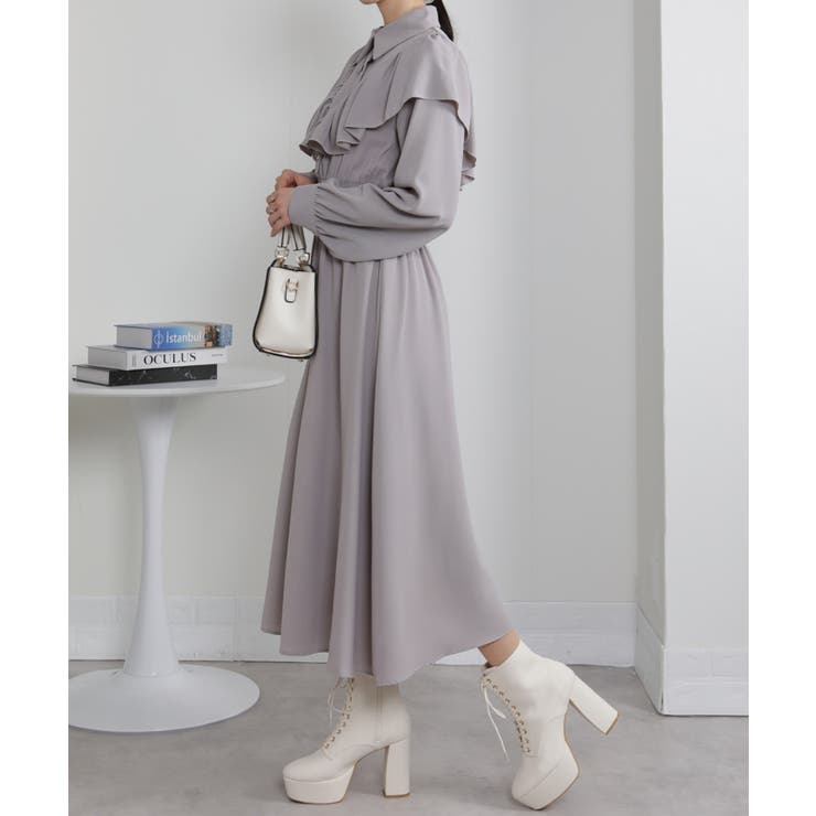 ボリュームフリル ゴールドボタン ハイウエスト ワンピース | Pumpkin  Port | 詳細画像8 