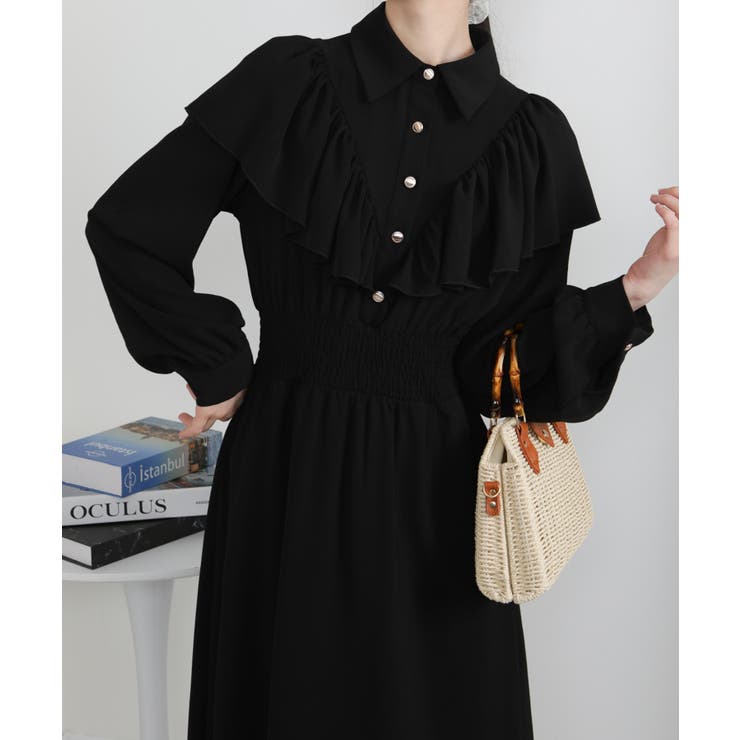 ボリュームフリル ゴールドボタン ハイウエスト ワンピース | Pumpkin  Port | 詳細画像9 