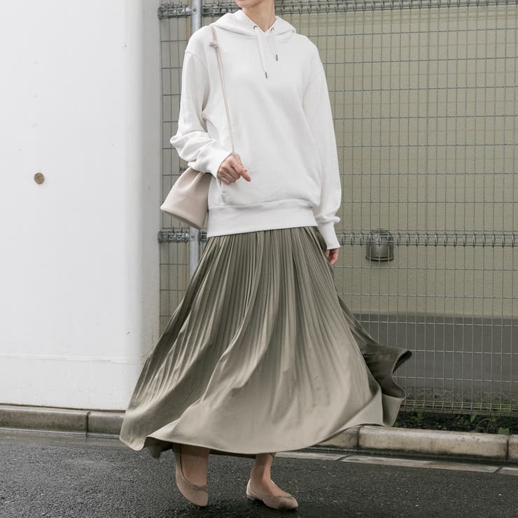 マットサテン 消しプリーツ ロングスカート[品番：PPNW0002101