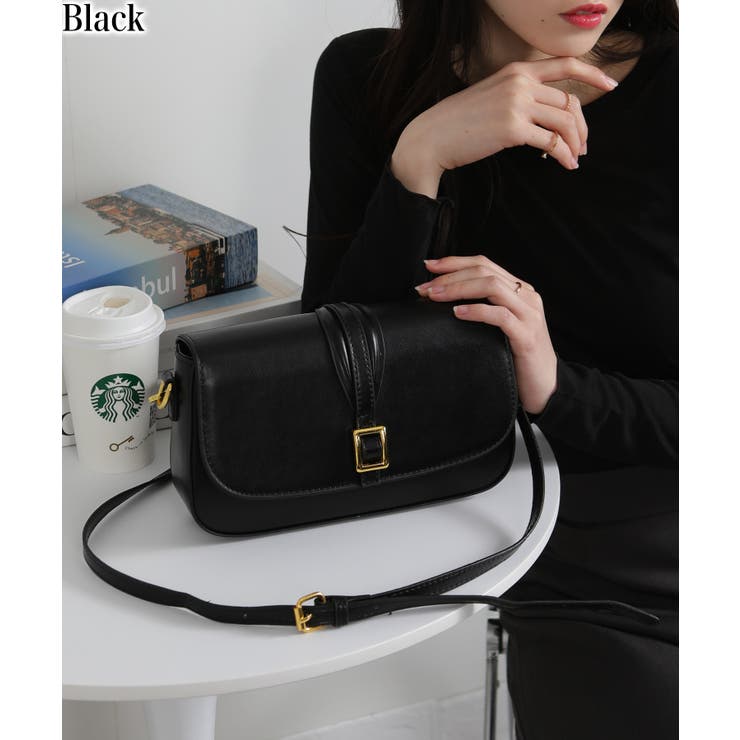 ブラック | 2WAY ショルダーベルト付 横長 ショルダーバッグ | Pumpkin  Port