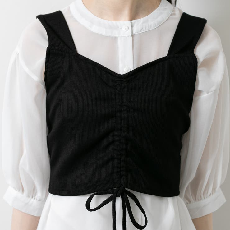 OPEN AESTHETIC ✧˖° ビスチェ付きシアートップス 2点セット ビスチェ トップス 2点セット シャツ シアーシャツ ニット