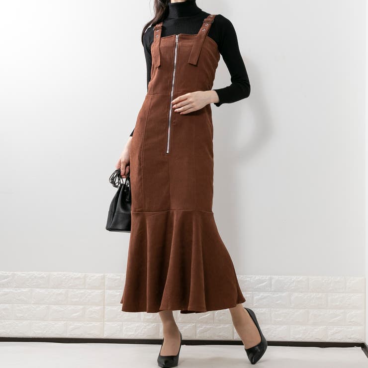 ブラウン | フロントZIP マーメイドワンピース | Pumpkin  Port