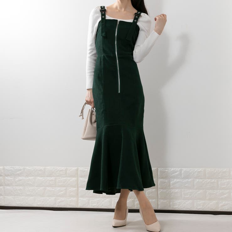 グリーン | フロントZIP マーメイドワンピース | Pumpkin  Port